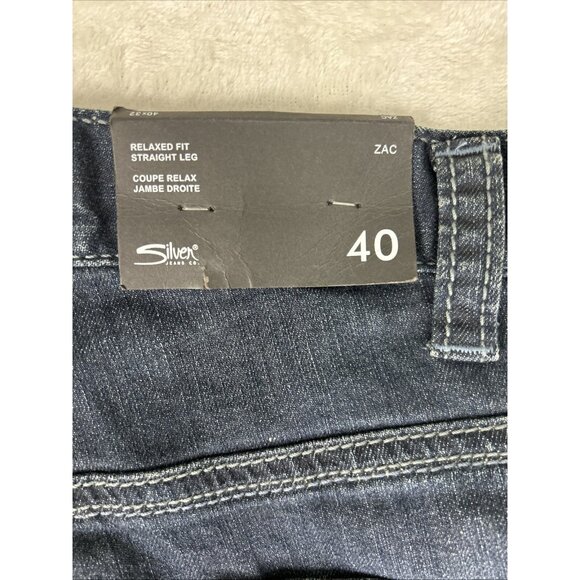 NWT Silver Jeans Men’s Size 40x32 Zac Relaxed Fit Straight Leg Dark Wash NEW - Picture 10 of 13